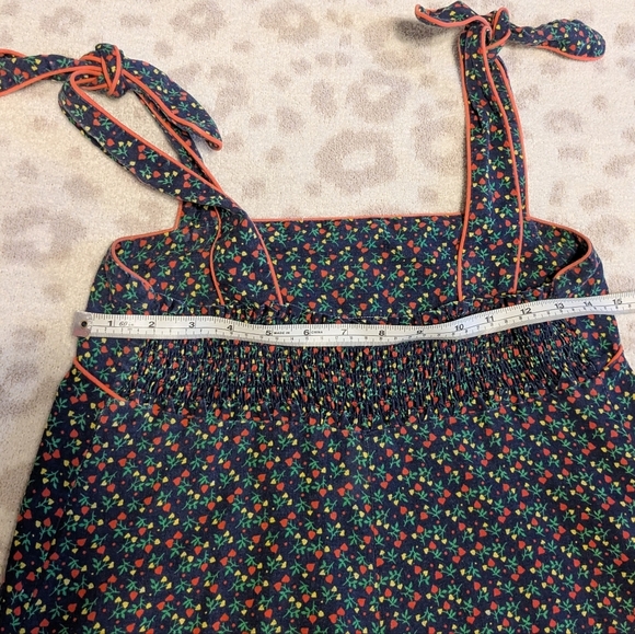 1970s A Line Cotton Floral Patterned Pockets Dress Tie Straps Small Fall Florals - Picture 9 of 9